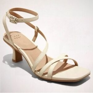 A NEW DAY Irena Strappy Heeled Sandals Low Heels Cream Women’s Size 6.5